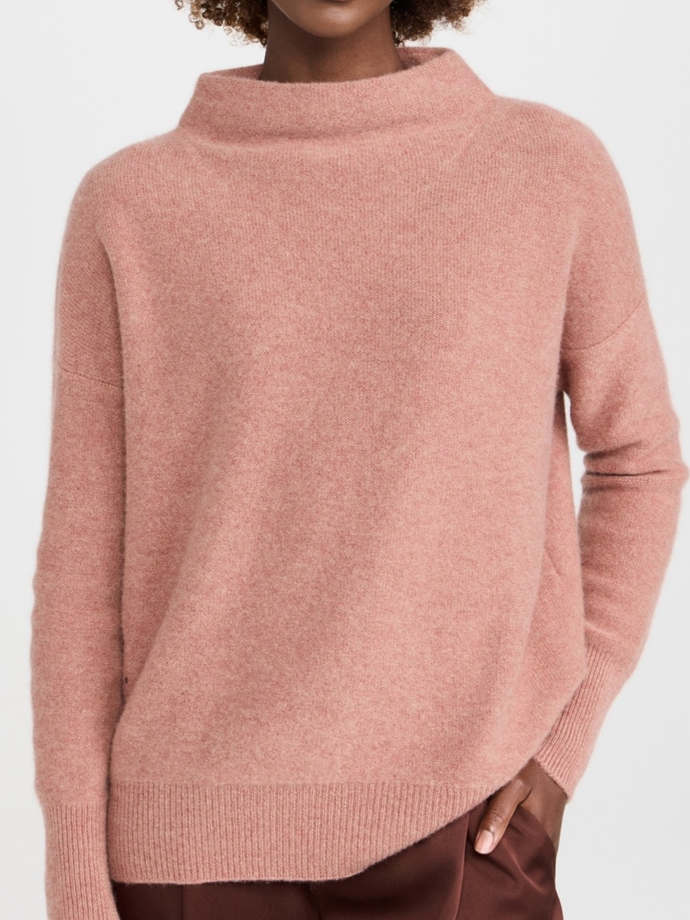 Vince Boiled Funnel Neck Cashmere Pink Sweater